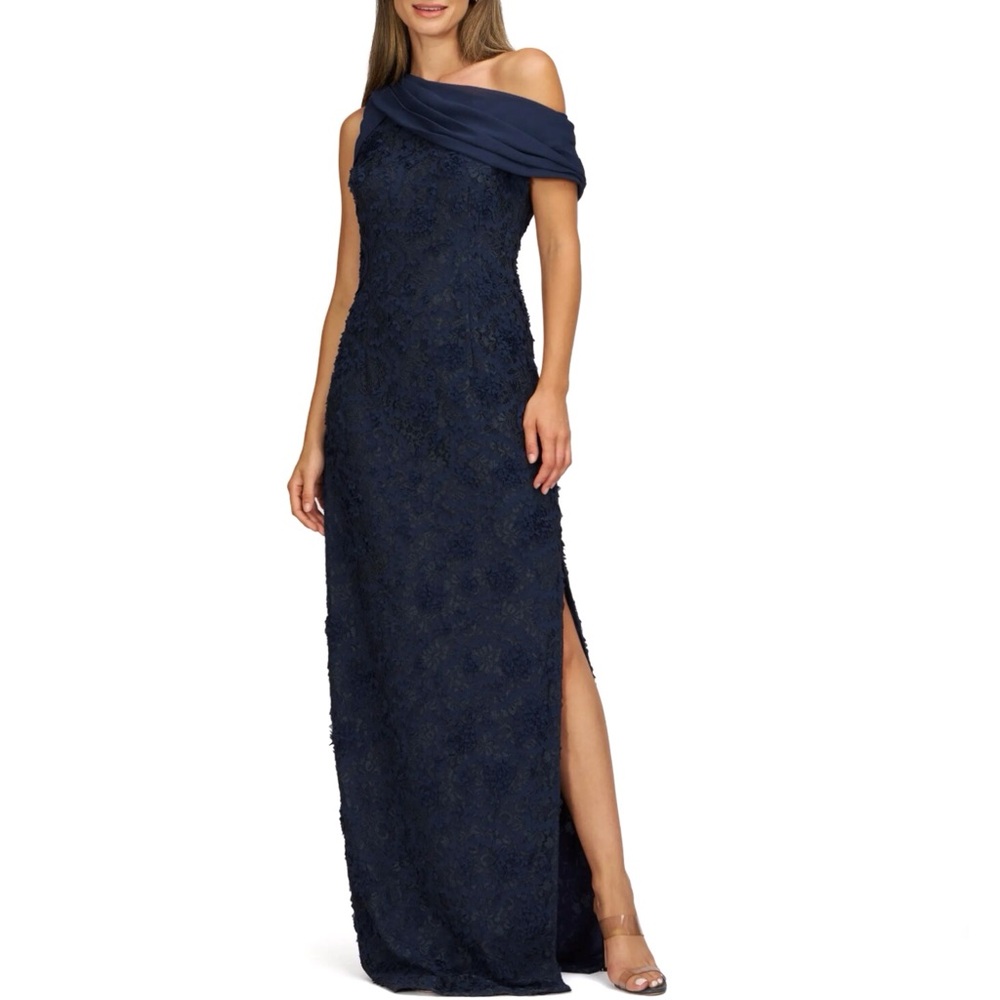 NWT BRIDAL  JS Collections Floral Lace One Shoulder Blue Elodie Gown Size 8